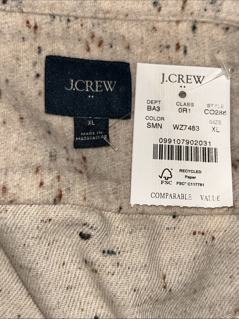 J.Crew Men’s XL Oatmeal Nep Wool Blend Shirt Jacket Shacket Button Front Utility - Picture 6 of 10